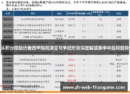 从积分榜起伏看西甲格局演变与争冠形势深度解读赛季中后段趋势